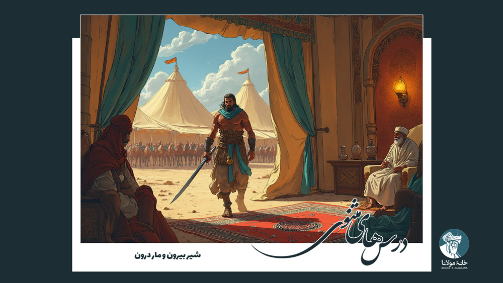 شیر بیرون و مار درون